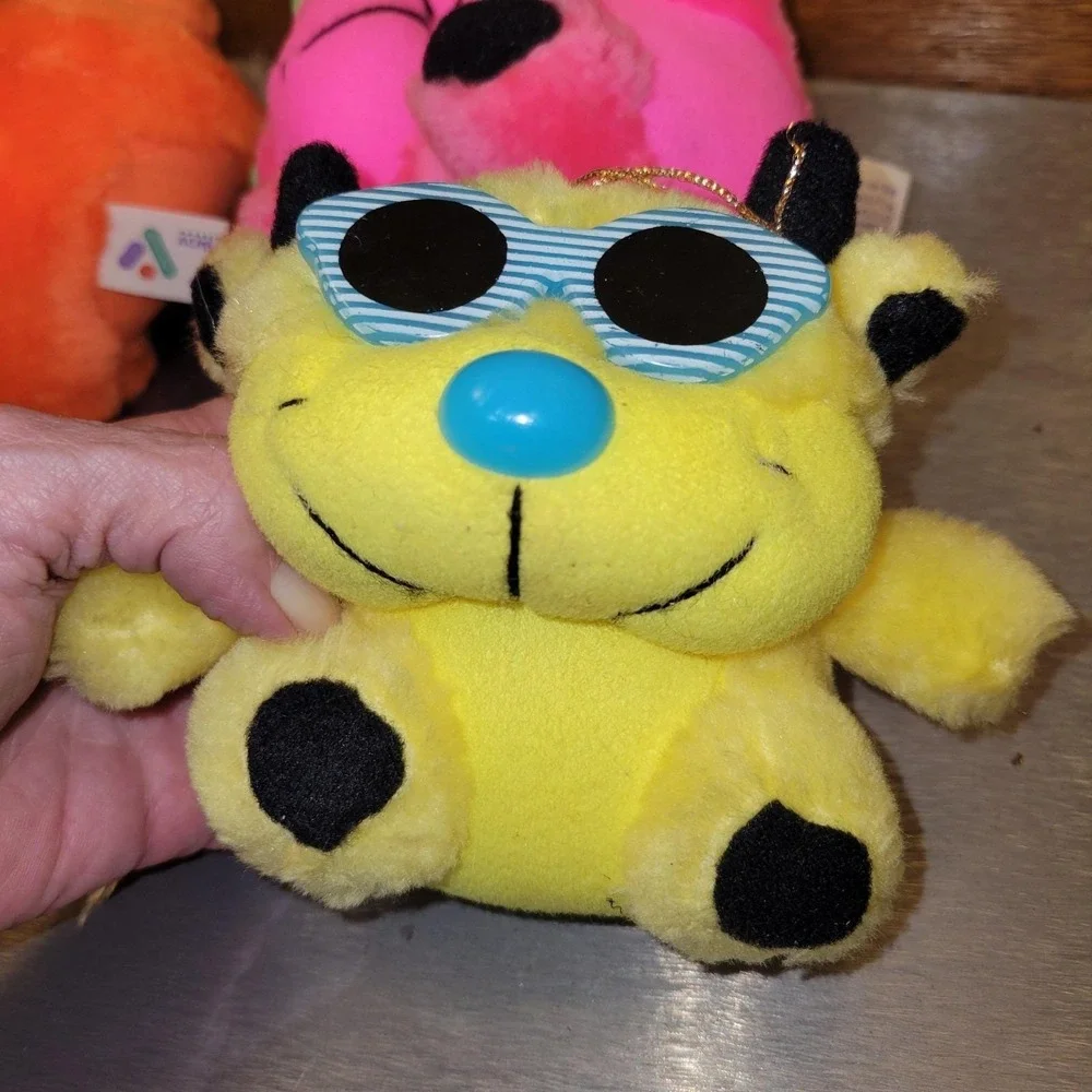 Vintage 1991 ACME Plush Cool Cat Lot of 3 Sunglasses Neon Orange Pink Yellow